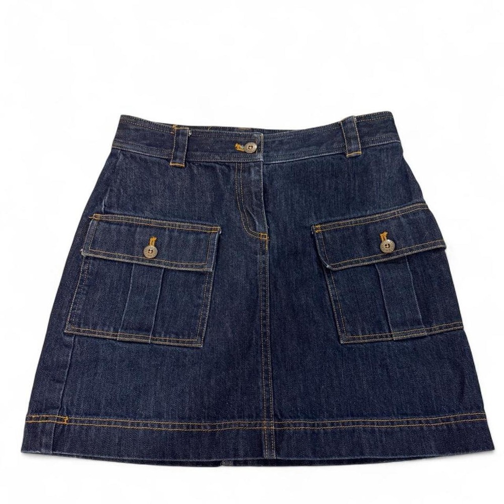 Brooks Brothers Dark Wash Denim Cargo Mini Skirt Indigo Blue Size 2